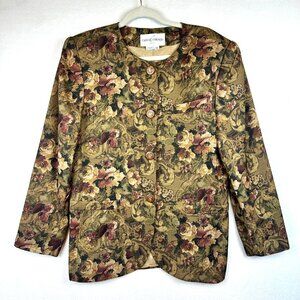 Vintage Casual Corner Tapestry Blazer Size 12 Mafia Wife Old Money Preppy Floral